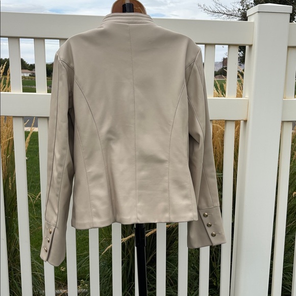 Calvin Klein Size L Zip Front Button Detail Faux Leather Jacket - Picture 4 of 6